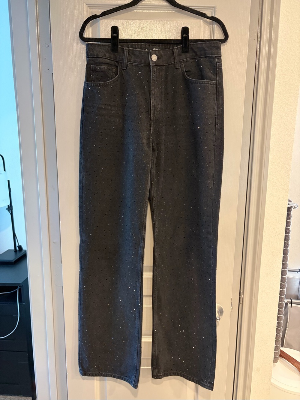 Mango Black Wide-Leg Jeans with Sparkles